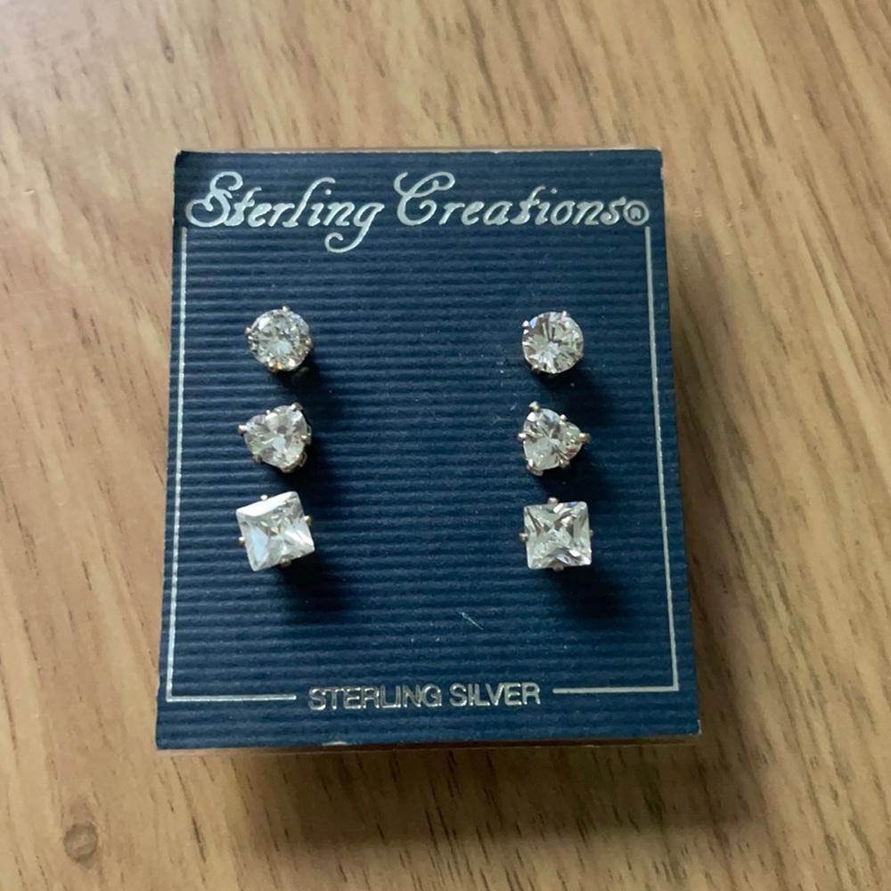 Set of 3 sterling silver earrings